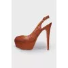 Embossed leather sandals