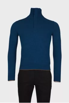 Men's wool sweater with zip