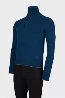 Men's wool sweater with zip