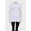 White T-shirt with rhinestone appliqué