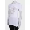 White T-shirt with rhinestone appliqué