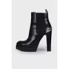 Studded leather ankle boots