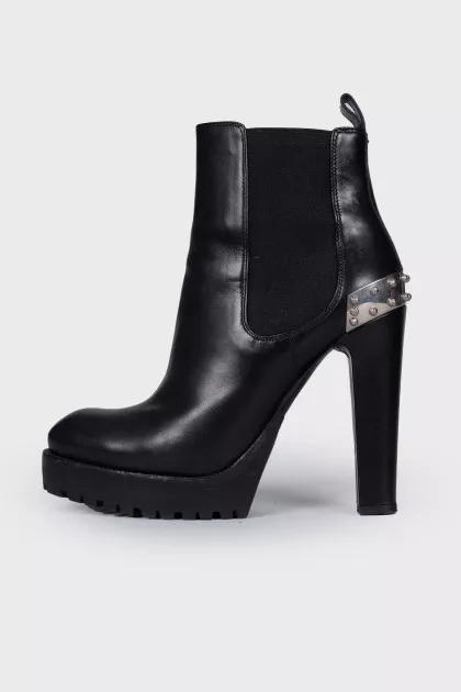 Studded leather ankle boots