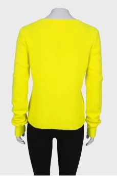 Wool yellow sweater with slogan