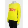 Wool yellow sweater with slogan