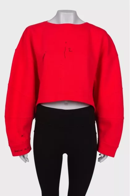 Red sweatshirt with back zip