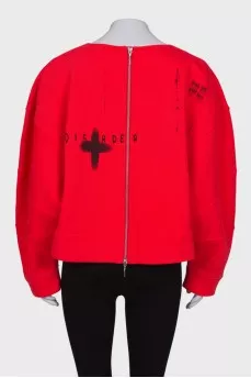 Red sweatshirt with back zip