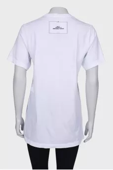 White printed T-shirt with tag