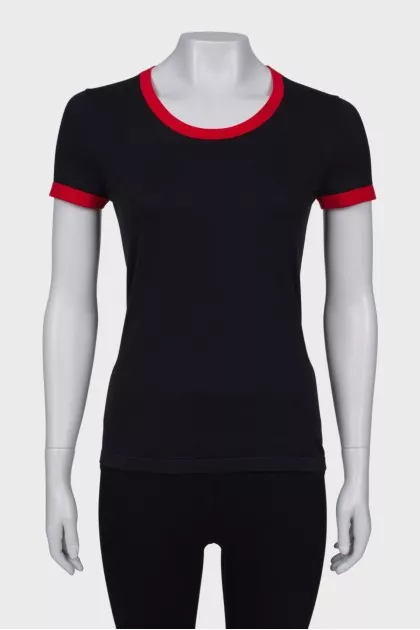 Black T-shirt with red inserts