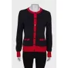 Black cardigan with red inserts