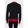 Black cardigan with red inserts