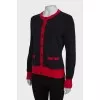 Black cardigan with red inserts