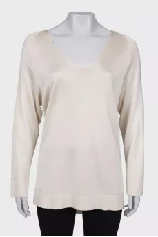Light beige v-neck blouse
