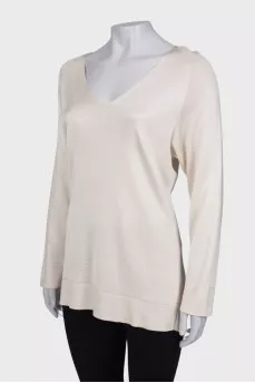 Light beige v-neck blouse