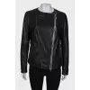 Leather jacket with zip on the sleeves