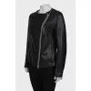 Leather jacket with zip on the sleeves