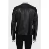 Leather jacket with zip on the sleeves