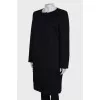 Wool coat with hem patches