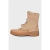 Suede boots with fur inserts