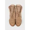 Suede boots with fur inserts