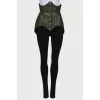 Lacquered green corset with press-studs