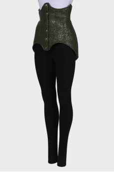 Lacquered green corset with press-studs