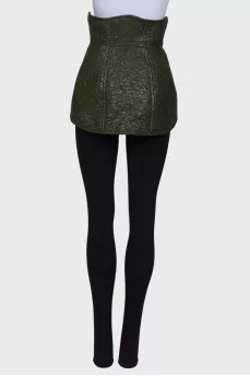 Lacquered green corset with press-studs
