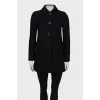 Cropped black wool coat