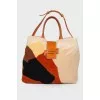 Textile bag with leather handles