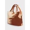 Textile bag with leather handles