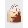 Textile bag with leather handles