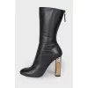 Silver heeled leather boots