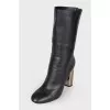 Silver heeled leather boots