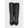 Silver heeled leather boots