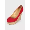 Textile high wedge shoes