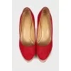 Textile high wedge shoes