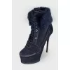 Suede ankle boots with fur insert