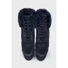 Suede ankle boots with fur insert