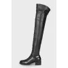 Lace-up leather over the knee boots