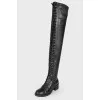 Lace-up leather over the knee boots