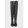 Lace-up leather over the knee boots