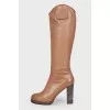 Brown leather boots