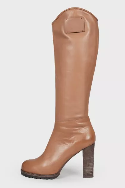 Brown leather boots