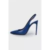 High-heeled leather slingbacks