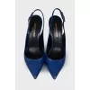 High-heeled leather slingbacks