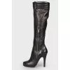 Leather boots with side zipper