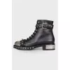 Leather boots with silver toecap