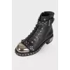Leather boots with silver toecap