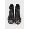 Leather boots with silver toecap