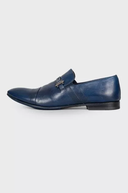 Men's leather blue shoes